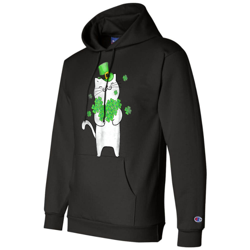 Cute Cat Lover Shamrock St Patricks Day Meowy Iris Champion Hoodie | Artistshot