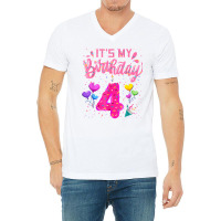 It's My 4th Birthday Doughnut Happy 4 Years Old Gi V-neck Tee | Artistshot