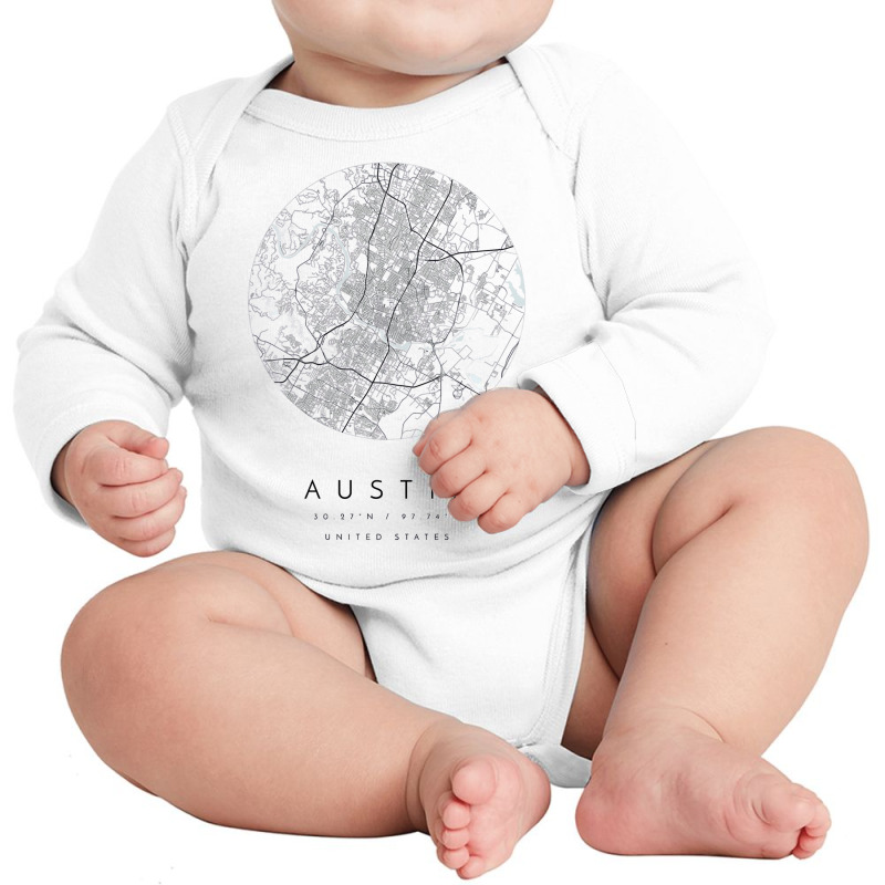 Austin Texas Coordinates Map Hometown Sweatshirt Long Sleeve Baby Bodysuit | Artistshot