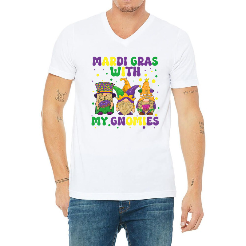 Funny Mardi Gras With Three Gnomes Mardi Gras And V-neck Tee | Artistshot