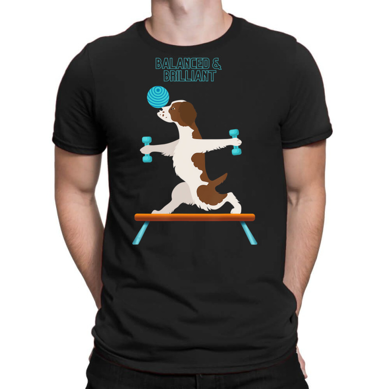 Brittany Dog Funny Fun Gym Workout Balanced & Bril T-shirt | Artistshot