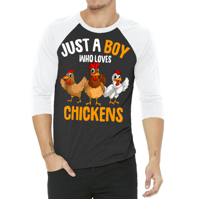 Just A Boy Who Loves Chickens Kids Boys Chicken T 3/4 Sleeve Shirt by tahon | Artistshot