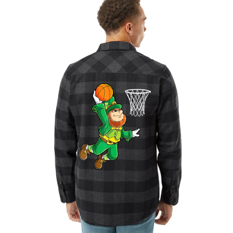 Leprechaun Basketball Dunk St Patricks Day Boys Me Flannel Shirt | Artistshot