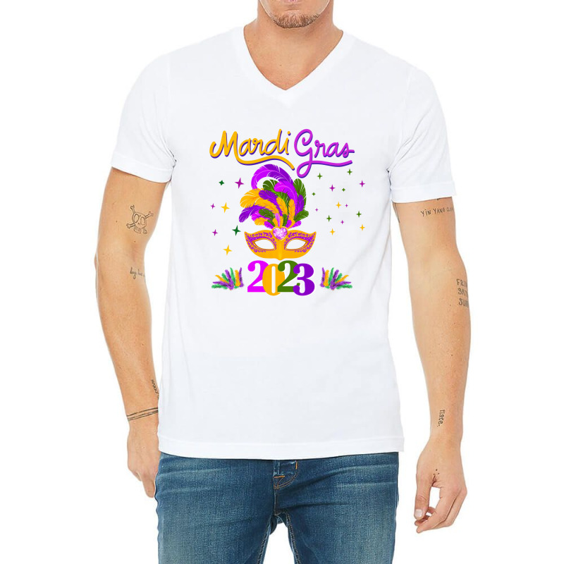 Mardi Gras 2023 Costume With Mask Sweatshirt V-neck Tee | Artistshot