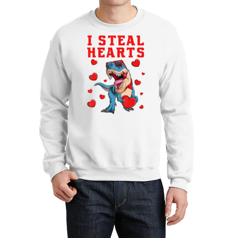 I Steal Hearts Valentines Day Dinosaur Boys Men Lo Crewneck Sweatshirt | Artistshot