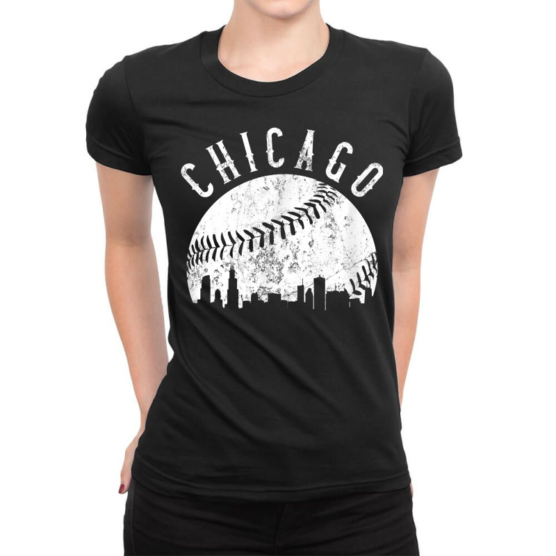 Vintage Chicago Illinois Skyline Apparel T Shirt Ladies Fitted T-Shirt by obdulia | Artistshot