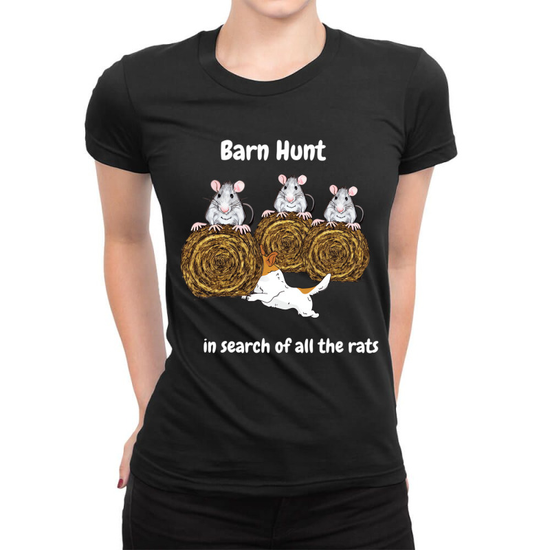 Funny Barn Hunt   In Search Of Rats With Jack Russ Ladies Fitted T-Shirt by eischeid | Artistshot