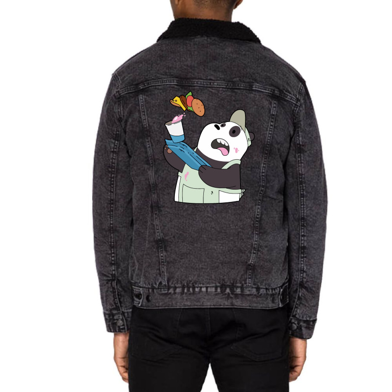 Panda And Breakfast Unisex Sherpa-Lined Denim Jacket by nokwqaart | Artistshot