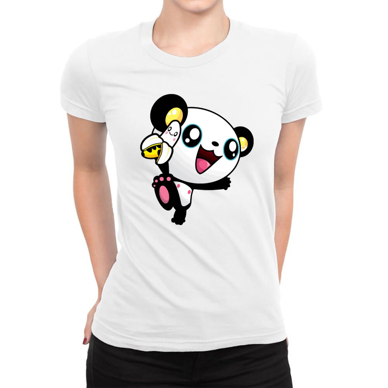 Panda Banana Ladies Fitted T-Shirt by nokwqaart | Artistshot