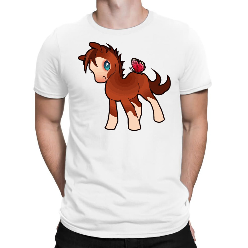 Pony With Butterfly T-Shirt by nokwqaart | Artistshot