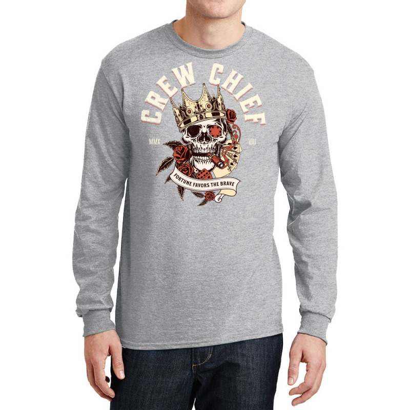 Crew Chief Skull With Cigar Design Long Sleeve Shirts by zekrinatorer | Artistshot