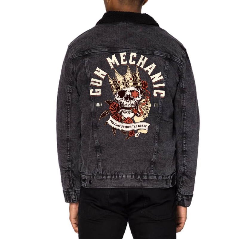 Gun Mechanic Skull With Cigar Design Unisex Sherpa-lined Denim Jacket | Artistshot