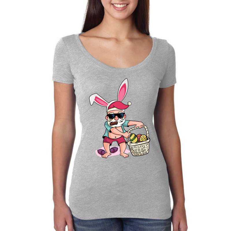 Happy Easter Bunny Ears Funny Santa Egg Basket Coo Women's Triblend Scoop T-shirt by wienchassex | Artistshot