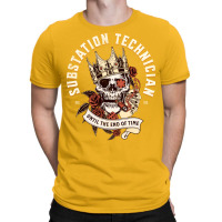 Substation Technician Skull With Cigar Design T-shirt | Artistshot