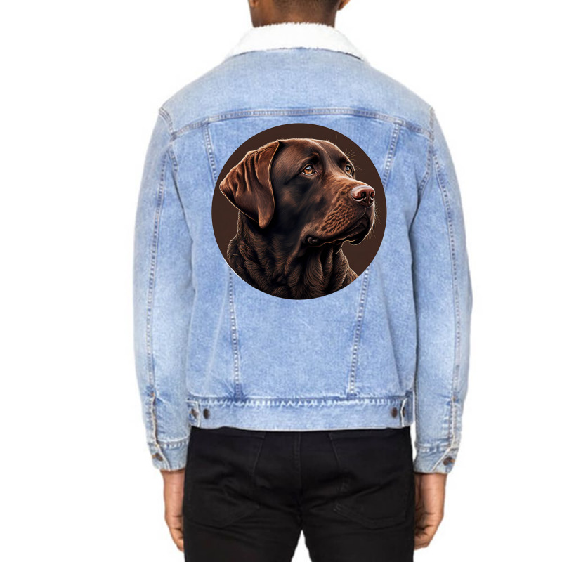 Chocolate Labrador Retriever Stars Unisex Sherpa-lined Denim Jacket | Artistshot