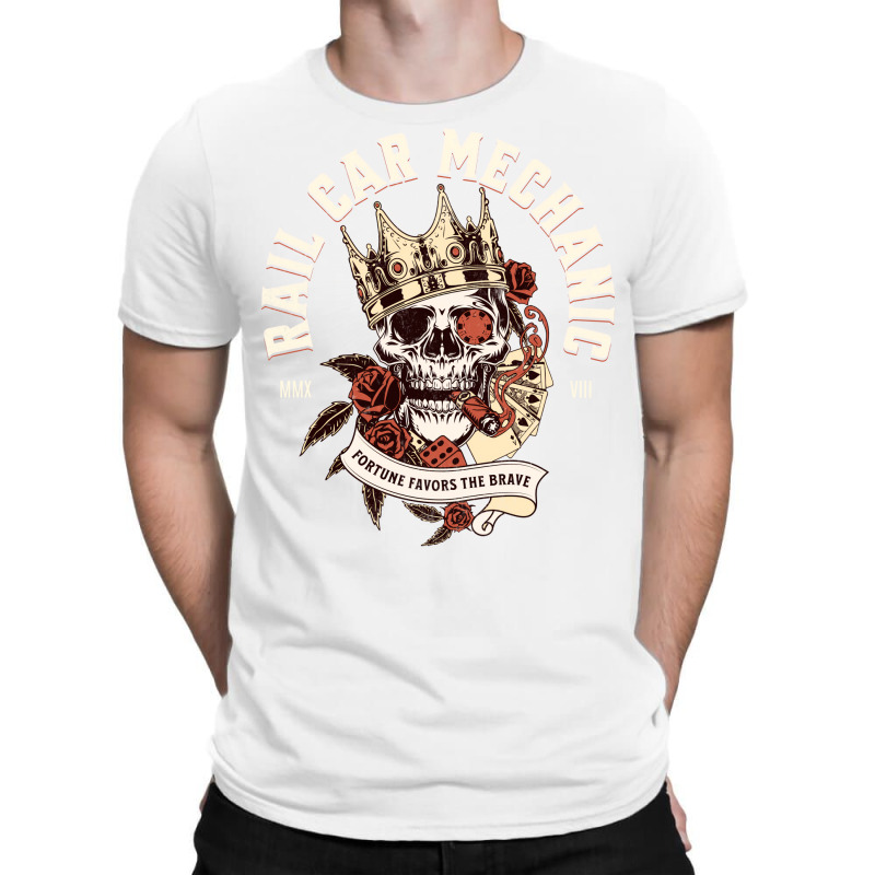 Rail Car Mechanic Skull With Cigar Design T-shirt | Artistshot