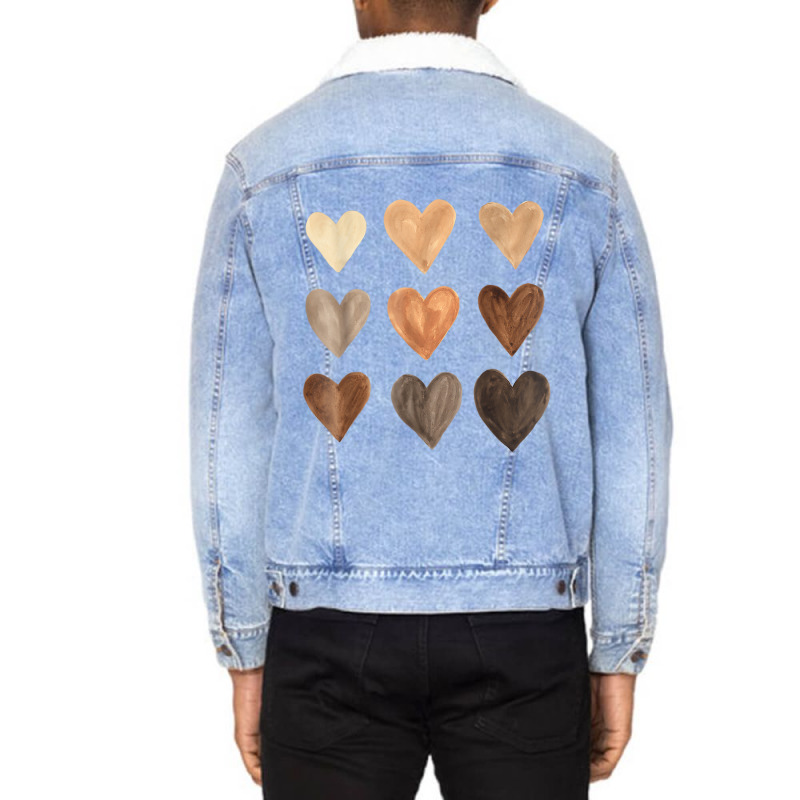 Melanin Skin Tone Hearts Black History Month Women Unisex Sherpa-lined Denim Jacket | Artistshot