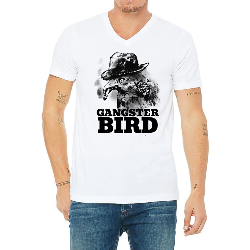 Gangster Bird With Hat And Cigar Aesthetic V-Neck Tee by alheklupsm | Artistshot