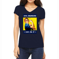 Civil Engineer Rosie The Riveter Poster Design Women's V-neck T-shirt | Artistshot