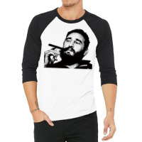 Young Fidel Castro Smoking Cigar Retro 3/4 Sleeve Shirt | Artistshot