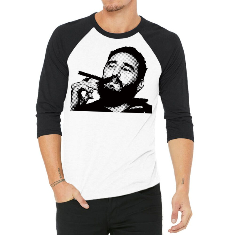 Young Fidel Castro Smoking Cigar Retro 3/4 Sleeve Shirt by alheklupsm | Artistshot