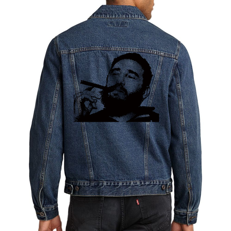 Young Fidel Castro Smoking Cigar Retro Men Denim Jacket by alheklupsm | Artistshot