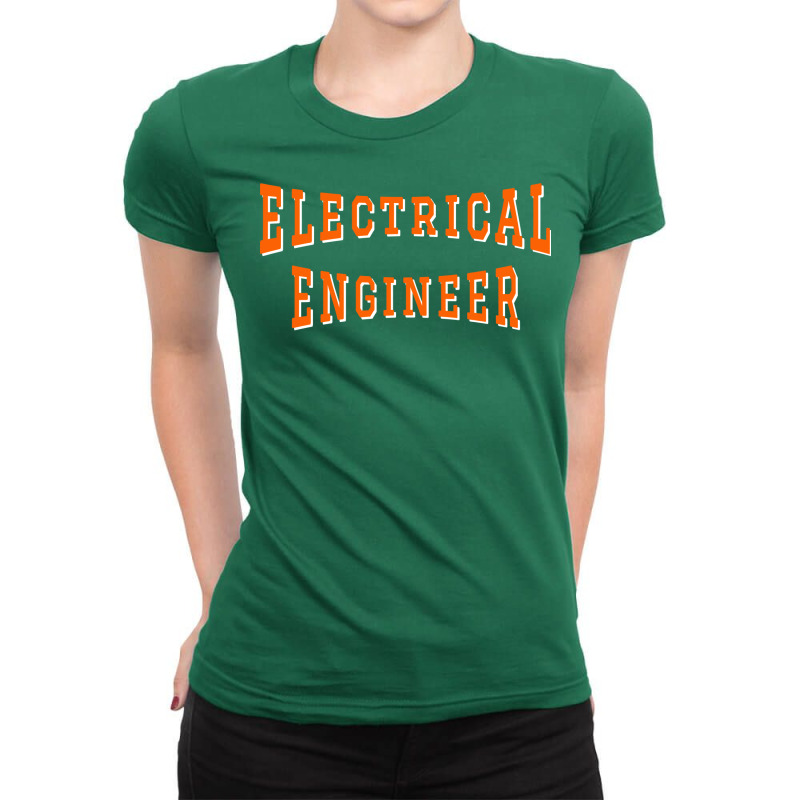 Electrical Engineer In Orange Color Text Aesthetic Ladies Fitted T-Shirt by sokratugnneq | Artistshot