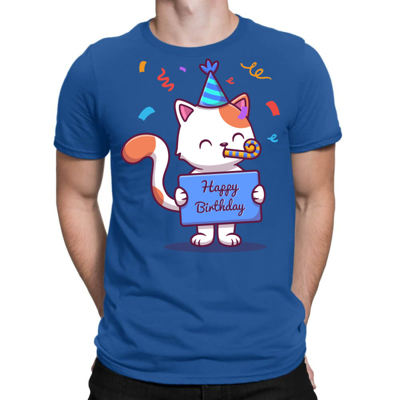 Cute Birthday Cat With Confetti Gift T-shirt | Artistshot