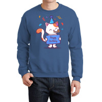 Cute Birthday Cat With Confetti Gift Crewneck Sweatshirt | Artistshot