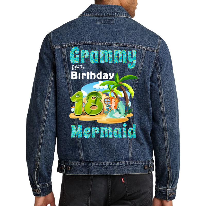 Cute Mermaid Grammy Of The 18th Birthday Music Men Denim Jacket by mungiuweetis | Artistshot