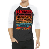 38th Birthday  38 Years Old Vintage Birthday 80s 3/4 Sleeve Shirt | Artistshot