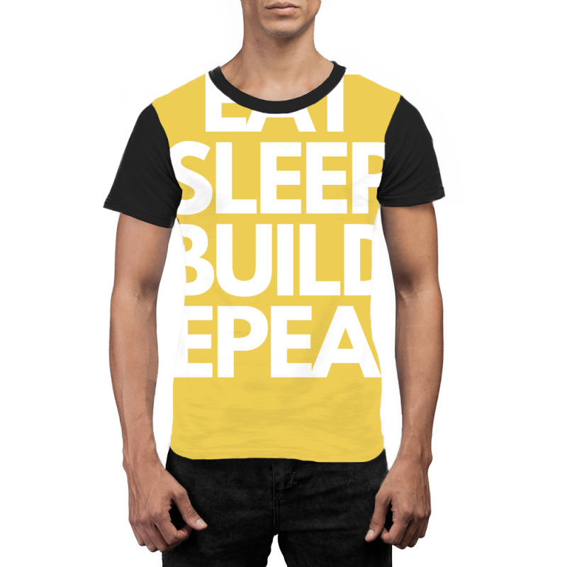 Eat Sleep Build Repeat Hippie Retro Graphic T-shirt | Artistshot