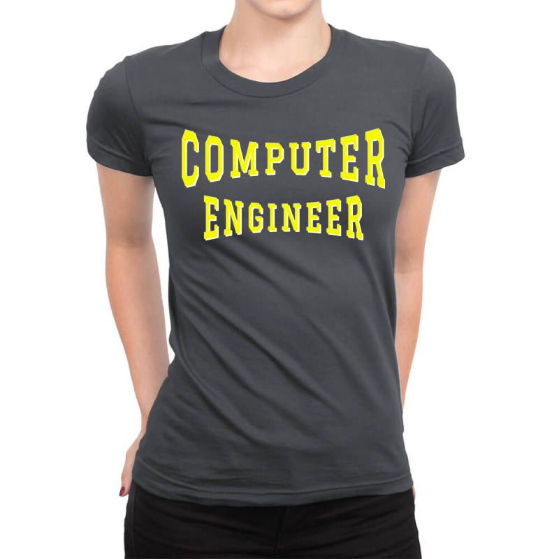 Computer Engineer In Yellow Color Text Cute Ladies Fitted T-Shirt by commeyvancht | Artistshot