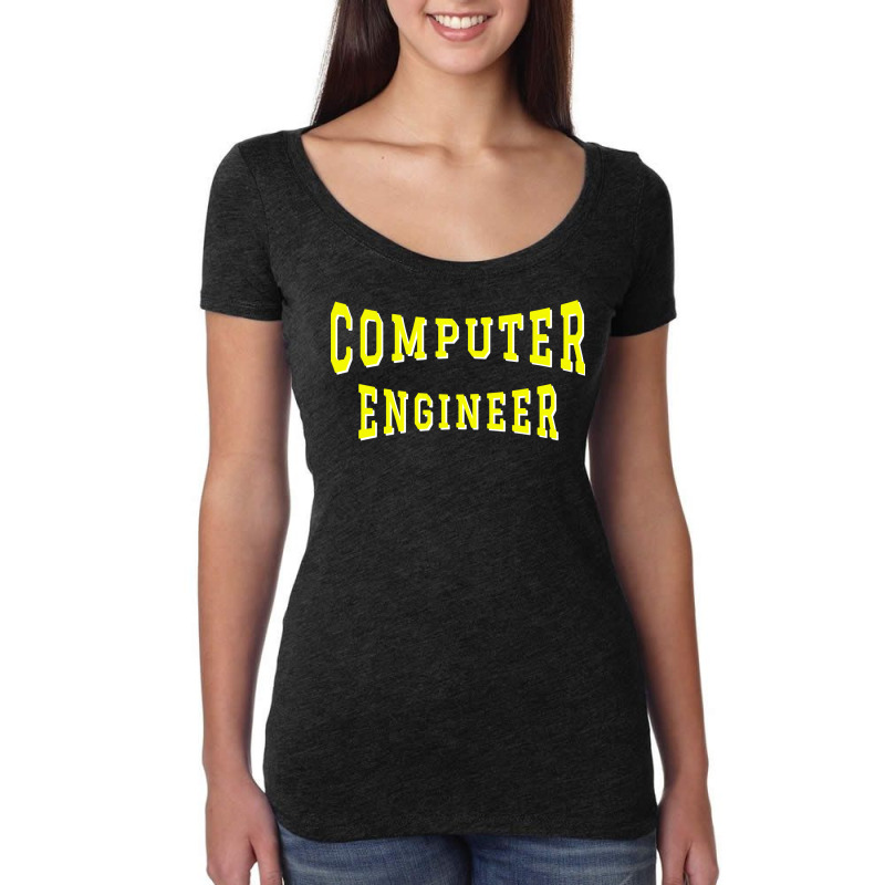 Computer Engineer In Yellow Color Text Cute Women's Triblend Scoop T-shirt by commeyvancht | Artistshot