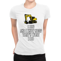 Funny Construction Worker Excavator Cool Ladies Fitted T-shirt | Artistshot