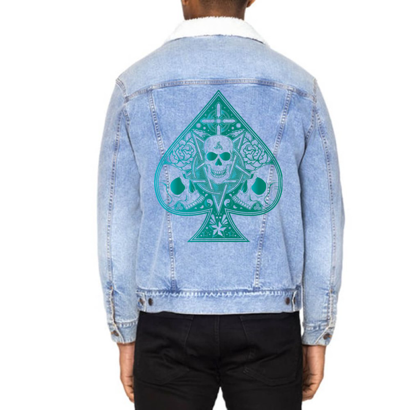 Ace Of Spades Aquamarine Aesthetic Unisex Sherpa-lined Denim Jacket | Artistshot