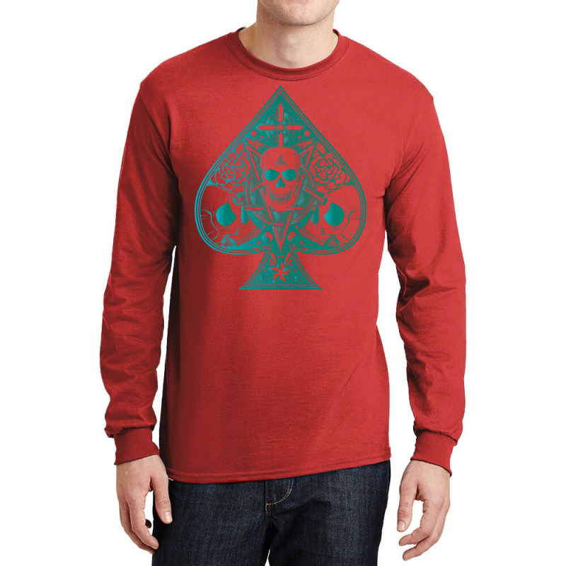 Ace Of Spades Aquamarine Aesthetic Long Sleeve Shirts | Artistshot