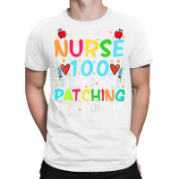 Womens School Nurse 100 Days Of Patching Tiny Huma T-shirt | Artistshot