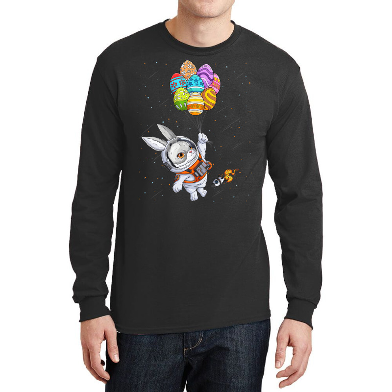 Happy Easter Day Bunny Egg Astronaut Space Boys Gi Long Sleeve Shirts | Artistshot