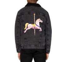 Carousel Merry Go Round Pony Horse Retro Blue Unisex Sherpa-lined Denim Jacket | Artistshot