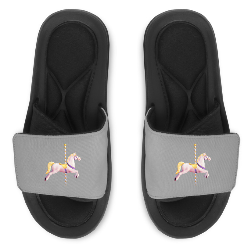 Carousel Merry Go Round Pony Horse Retro Blue Slide Sandal | Artistshot