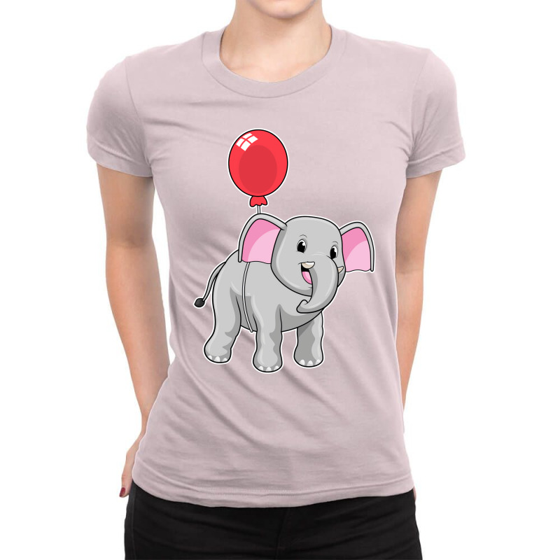 Elephant With Balloon Music Ladies Fitted T-Shirt by rulyyknietah | Artistshot