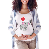 Elephant With Balloon Music Maternity Scoop Neck T-shirt | Artistshot