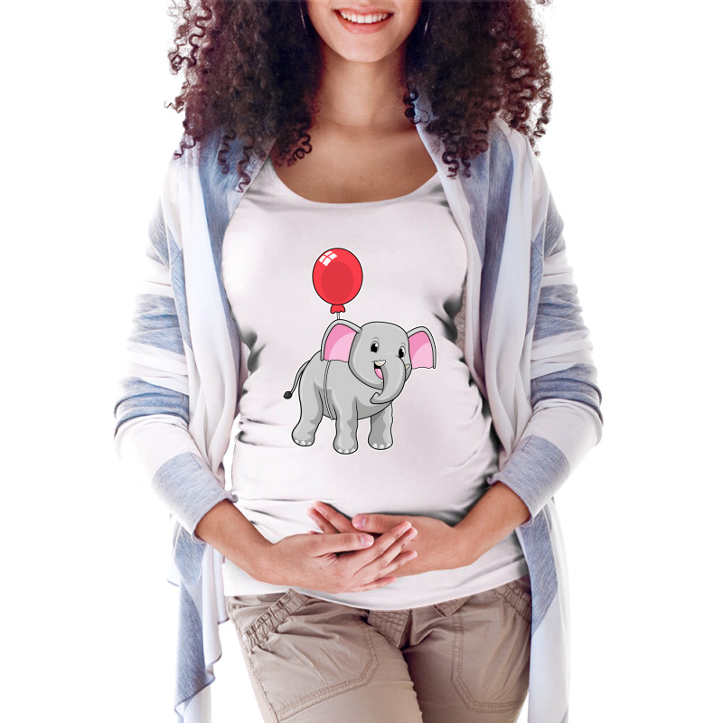 Elephant With Balloon Music Maternity Scoop Neck T-shirt by rulyyknietah | Artistshot