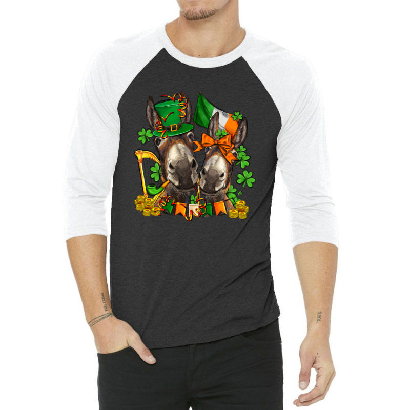 St Patricks Donkeys With Shamrocks 3/4 Sleeve Shirt | Artistshot