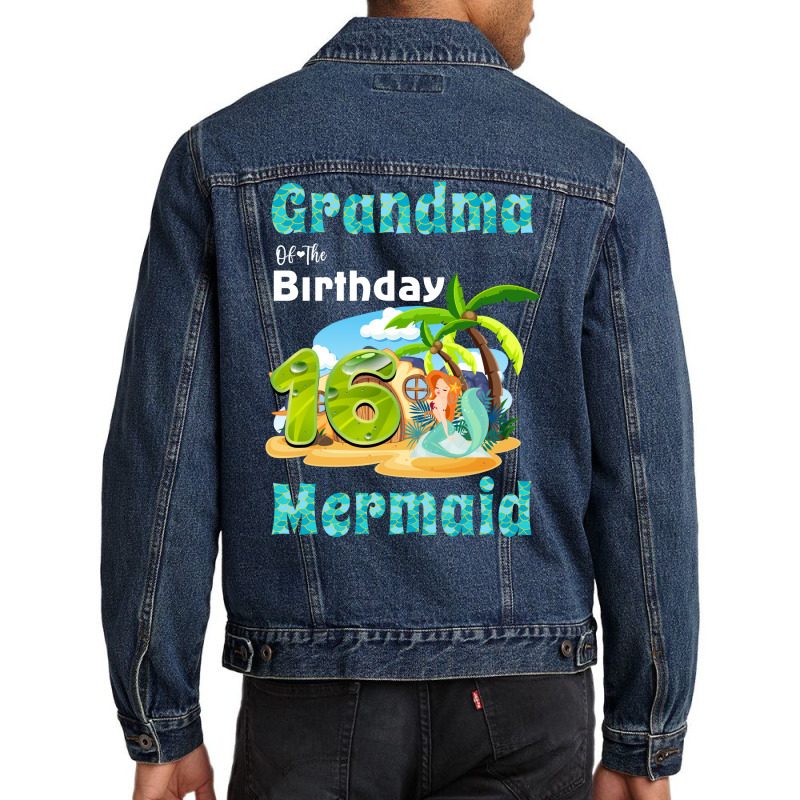 Cute Mermaid Gramma Of The 16th Birthday Nature Men Denim Jacket by dherarguberax | Artistshot