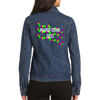 Mardi Gras Beads Stars Ladies Denim Jacket | Artistshot