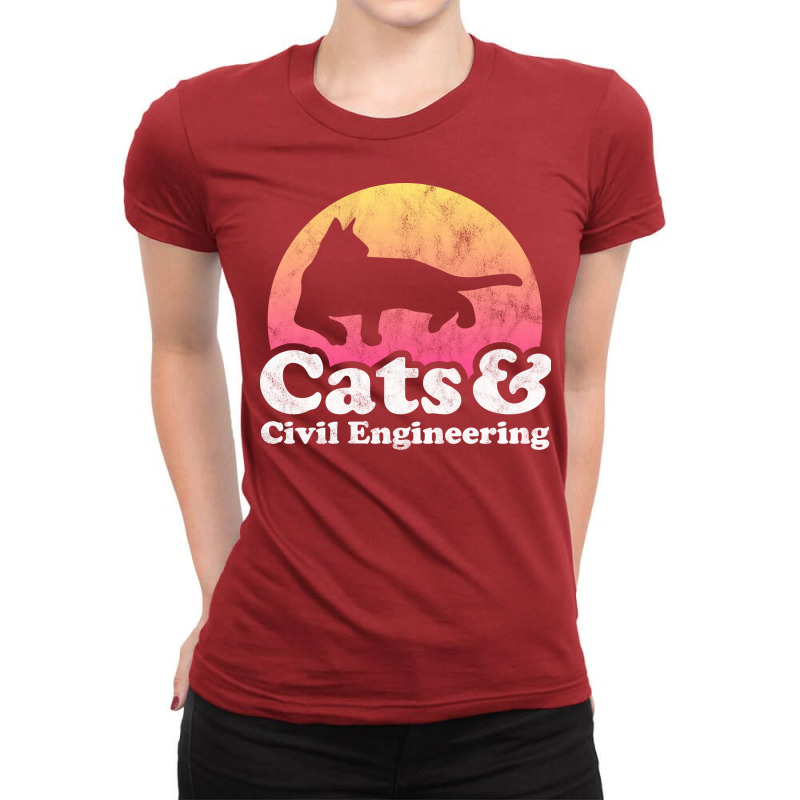 Cats And Civil Engineering Gift 80s Ladies Fitted T-Shirt by quinneahsm1 | Artistshot