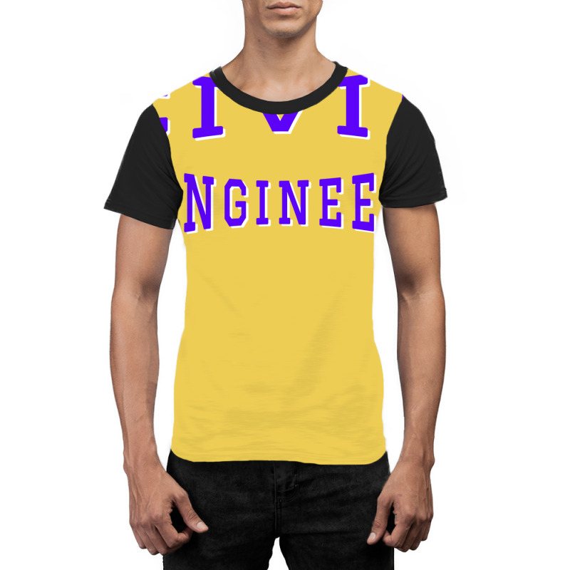 Civil Engineer In Purple Color Text 70s Graphic T-shirt by zemkamajoor1 | Artistshot