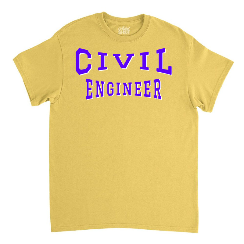 Civil Engineer In Purple Color Text 70s Classic T-shirt by zemkamajoor1 | Artistshot